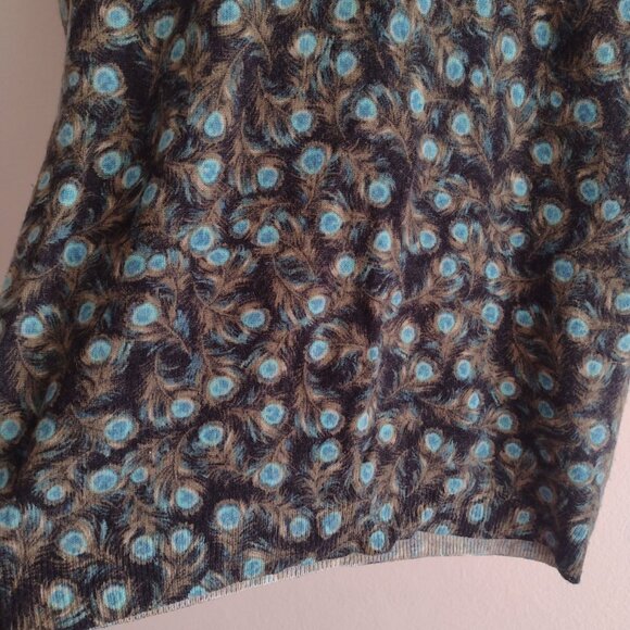 Talbots Cashmere Peacock Feather Print Sweater XS S Super Soft Pullover - Picture 4 of 9